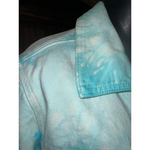 VINTAGE Y2K UNWORN A.B.S. TURQUOISE TIE DYE DENIM JEAN JACKET - Picture 7 of 8